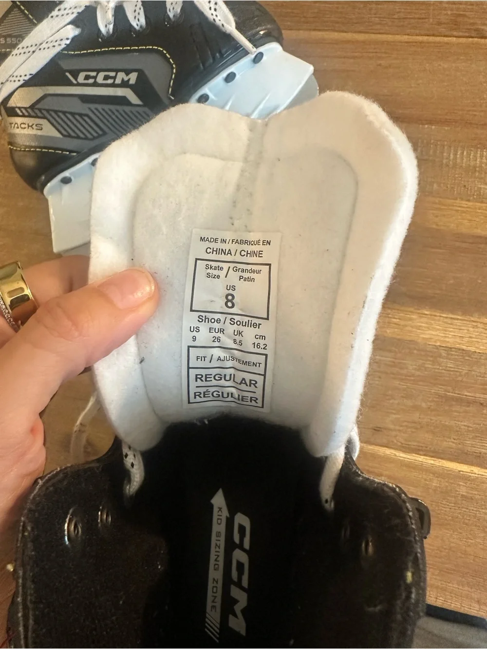 CCM Kids Black and White Ice Hockey Skates